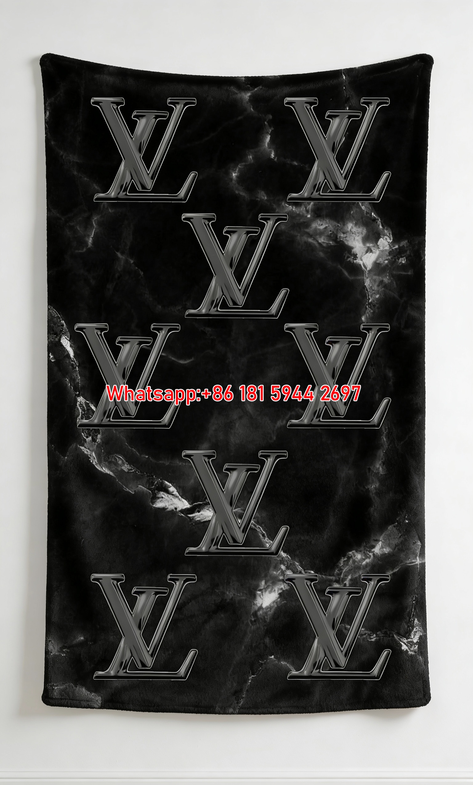 LV Monogram Black Marble Blanket Black Marble LV Throw 171
